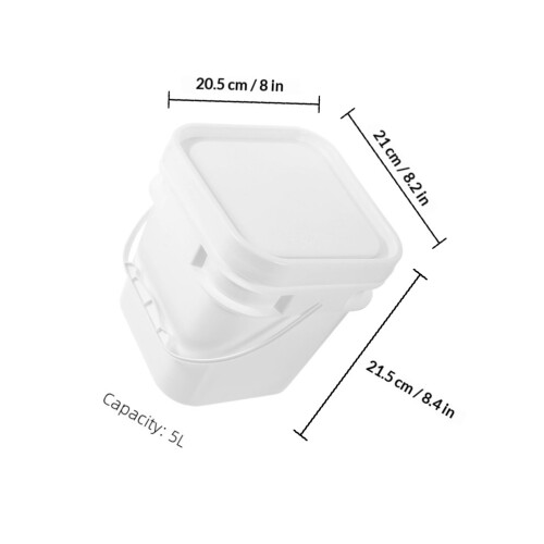 2Pcs White Plastic Paint Storage Bucket with Lid Lightweight Handle 1