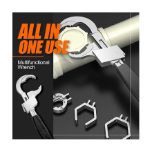 Sink Wrench, Ergonomic Handle for Narrow Spaces, Adjustable to 80mm, Non-Marring Aluminium Alloy for Decorative Pipes