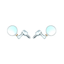 Motorcycle Rear View Mirror Compatible with 13-14mm 17-19mm Handlebars, Round Classic Direct Mount in Silvery White