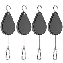 Plant Pulley Hanger Set of 4, Telescopic Hook for Heavy Pots Bird Feeders, 40 Inch Length No Ladder Needed