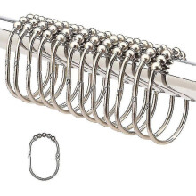 Shower Curtain Hooks 12 Pack Stainless Steel Wide Opening Rust Resistant with Five Roller Design for Smooth Sliding