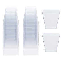 Transparent Square Plastic Cups, Set of 50, Durable Plastic, Reusable for Desserts Jelly Appetisers, Party Serving Cups