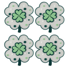 4-Piece Clover Shape Heat Insulation Mats, Non-Slip PVC Table Protectors for Dining Kitchen, Set of Coasters for Hot Pans Bowls