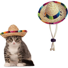 Adjustable Pet Straw Cone Hat with Secure Fit, Comfortable Sun Protection for Dog Cat Outdoors