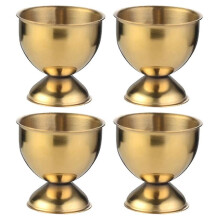 4-teiliges Eierbecher-Set aus goldfarbenem Edelstahl, zum Servieren von weich- oder hartgekochten Eiern zum Frühstück, spülmaschinenfest