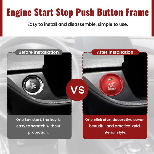 2Pc Set Keyless Engine Push Start Button & Surrounding Decoration Ring for  3 6 CX-3 CX-5 CX-9 MX-5 with Push Start Engine Feature 2