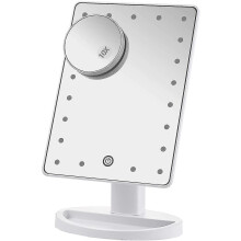 Professional Makeup Mirror with Detachable 10x Magnifier, 21 LED Lights with Dimmable Touch Control, 180 Rotation, USB/Battery Powered