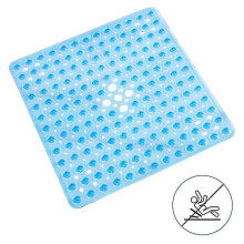 PVC Bathroom Mat 53x53cm with 164 Suction Cups Drain Holes, Anti-Slip Shower Mat, Antibacterial Vinyl for Bathroom, Kitchen, Hotel Use