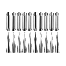 Set mit 20 professionellen Backformen aus Edelstahl für Sahnerollen und Churros, 2 Größen, ideal für Croissants, Pizzataschen und Gebäck.