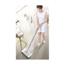 Barredora manual con mango ajustable de acero inoxidable, mopa seca y húmeda para baldosas y madera.