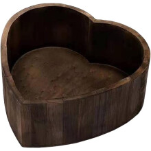 Wooden Baby Photography Prop, Vintage Heart-Shaped Basket for Newborn Photo Studio, Lightweight Safe Christening Bath Tub, 38.5 cm x 36 cm