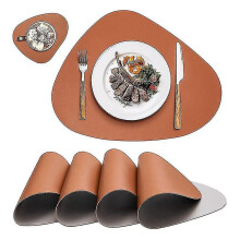 4-teiliges Tischset aus PU-Leder mit Untersetzern, rutschfeste, hitzebeständige Oberfläche, leicht zu reinigen, wasserdicht, für die Küche