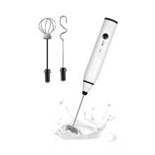Mixer manual recarregável via USB com 3 acessórios para espumar leite, bater ovos e misturar massas, 3 modos de velocidade, cor branca