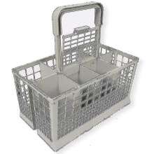 Cesta para cubiertos de lavavajillas, 240x140x120 mm, con tapa parcial y 8 compartimentos.