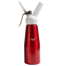 Sahneaufschäumer 500 ml, gebürstetes Aluminium mit 3 Dekorierdüsen und Reinigungsbürste zum Backen und Dekorieren von Desserts