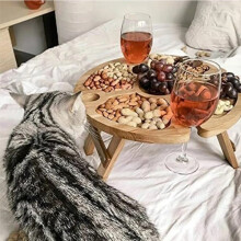 Table pliante en bois de 30 cm, double usage (pique-nique et café), table d'appoint compacte et portable, hauteur 15 cm