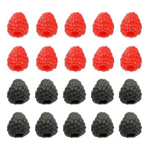 Realistic Artificial Raspberries, Set of 20 Red Black, Soft PVC, Durable Easy Clean for Table Scatter, Photo Props