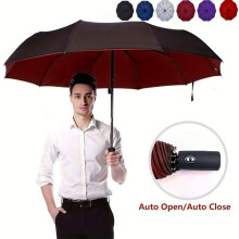 Automatic Open Close Umbrella for Men, Windproof with Reinforced Frame and Vinyl Canopy, Durable for Everyday Carry