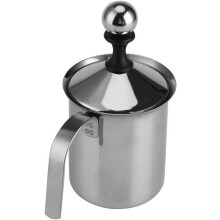 Melkschuimer van roestvrij staal met dubbel schuimfilter, 800 ml inhoud voor romiger schuim, vaatwasmachinebestendig