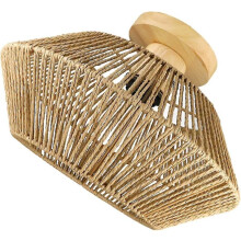Wicker Pendant Light, Handwoven Rattan and Metal, Natural Coastal Design Ceiling Lamp for Kitchen Island Bedroom