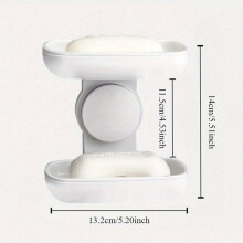 Bathroom Kitchen Soap Sponge Holder with Strong Suction Cups, No Tools Needed, Keeps Surfaces Dry Tidy, Single/Double Option