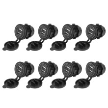 8X 5V 4.2A Dual 2USB Charger Socket Adapter Power Outlet for 12V 24V Car Motorcycle()