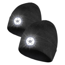 Gorro de punto con linterna frontal LED y luz extraíble, 3 horas de autonomía con 1 hora de carga, 5 LED y 3 modos para ciclismo nocturno.