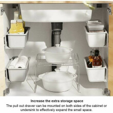 Under-Sink Storage Organiser, Sliding Drawer Basket for Corner Cabinet Storage of Cleaning Supplies Kitchenware