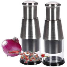 Stainless Steel Garlic Chopper with Collector, Easy Disassemble for Cleaning, Hands-Free Safety for Onion and Pepper