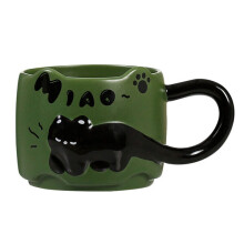 Ceramic Coffee Cup 380ml, Green Porcelain Mug for Daily Brew, Perfect Size 9.3*8cm for Hand Comfort, Ideal for Home or Office Use