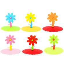 Food Grade Silicone Cup Lids, 6 Pack with Bow Design, Reusable, Leak Proof and Heat Resistant for Coffee, Microwave and Fridge Safe
