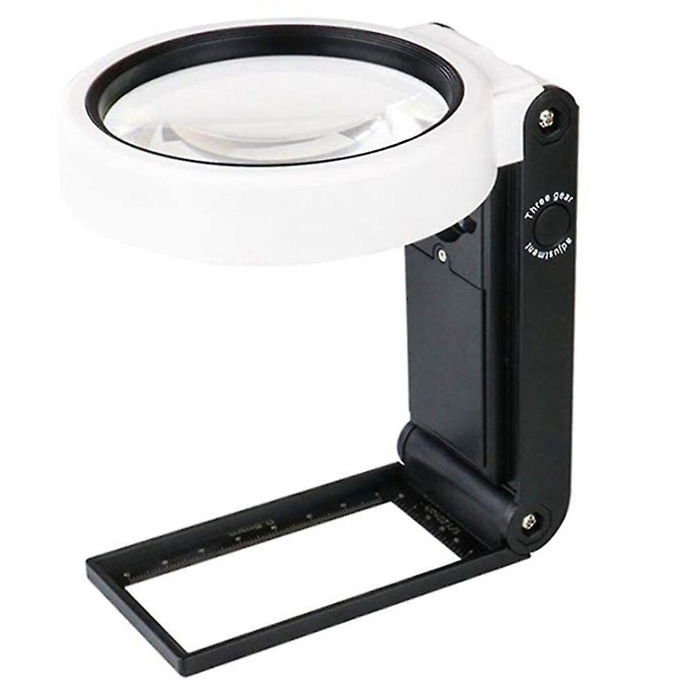 Magnifying Glass, Adjustable Illumination 6x/25x Lens, Handheld or Stand Use with Graduated Base