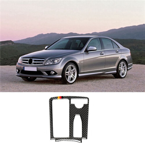 2X Gear Shift Panel Cover Trim Frame Carbon Fiber for   C Class W204 2007-2014 (RHD) 1