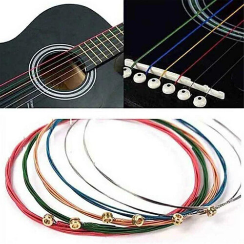 Colorful Acoustic Guitar Strings Set  Rainbow 6 String Folk Replacement, ColorCoded for Easy Restringing 1