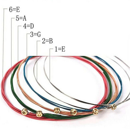 Colorful Acoustic Guitar Strings Set  Rainbow 6 String Folk Replacement, ColorCoded for Easy Restringing 2