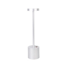 Touch Control Table Lamp with 3-Colour Light Sensor Dimming, 1800mAh Battery (17H), Silver Metal, 8x34cm for Bedside, Desk