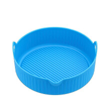 Bandeja de silicona para hornear, compatible con freidoras de aire, 19 cm, color azul, apta para lavavajillas y reutilizable, antiadherente.
