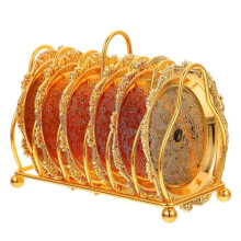 Leaf-Shaped Stainless Steel Plates Set of 6, Gold Snack Trays with Stable Non-Slip Base for Entertaining