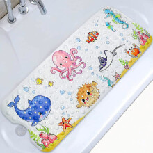 Extra Long Anti-Slip Bath Mat for Bathroom Safety, 100cm PVC Mat with Cartoon Design for Kids, Prevents Falls