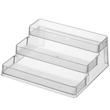 Plastic Spice Organiser 3 Tier, Non-Slip Raised Edge Easy to Clean, Durable Storage for Jars Bottles Cans