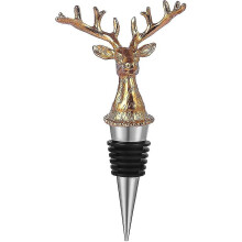 Silicone Metal Wine Stopper with Tight Seal, Cartoon Deer Shape, Reusable for Wine Bottles, Champagne and Olive Oil