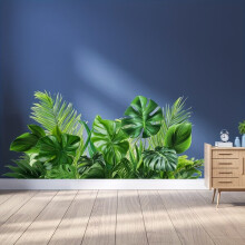 Stereoscopic 3D Wall Decal of Tropical Leaves for Interior Wall Decoration, Self-Adhesive PVC Film, Suitable for Bedroom or Living Room Accent Wall
