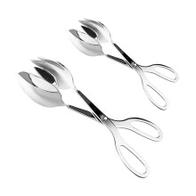 Pinzas para ensalada, juego de 2 piezas, diseño de tijeras de acero inoxidable para un uso fácil, doble tamaño 20 cm 25,5 cm para servir en bufés.