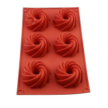 Silikon-Donut-Swirl-Kuchenform, 2-teiliges Set mit 6 Mulden, ofenfest von -40 bis 230 F für gleichmäßiges Backen, Design mit geschwungenem Rand