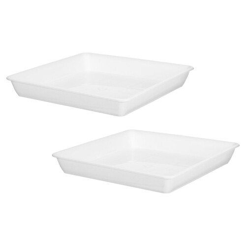 6Pcs White Plastic Flowerpot Trays Durable Square Planter Drip Saucers 2