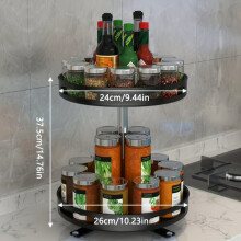 Spice Organiser with 360 Rotating Design, Non-Slip Base and Multi-Tier Storage System for Kitchen Countertops