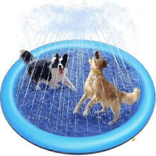 Hundespielmatte 150 cm mit Springbrunneneffekt, verstellbarer Wasserhöhe, BPA-freie PVC-Wasserspielmatte für den Außenbereich für große Hunde