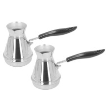 Cafetera turca con mango largo antiescaldaduras, paquete de 2 unidades, acero inoxidable, 650 ml, apta para lavavajillas.