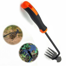4-Prong Garden Weeder, Manganese Steel Construction Comfortable Grip for Effortless Weed Removal from Roots