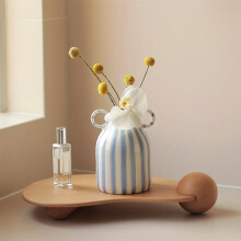 Hand-painted Ceramic Vase with Double Ears for Water Filling, Fresh Flower Arrangement Centrepiece for Home Decor